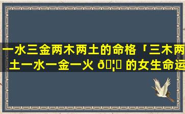 一水三金两木两土的命格「三木两土一水一金一火 🦊 的女生命运」